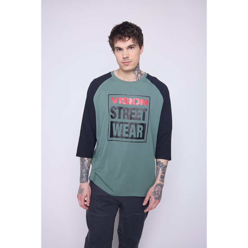 3/4 Raglan Sleeve Box Logo Print – Moss S