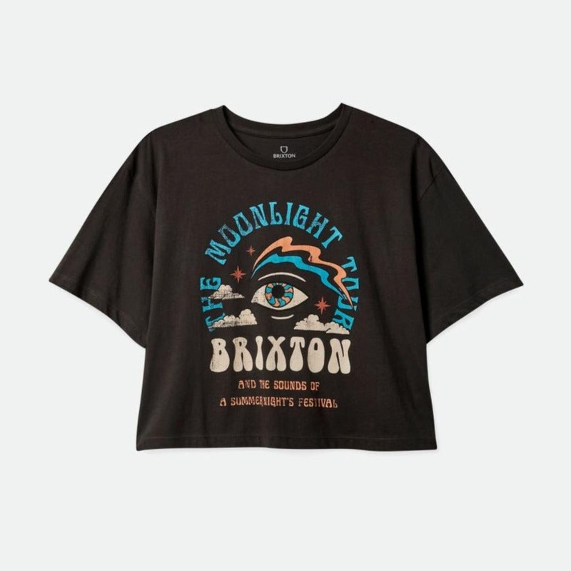 BRIXTON WOMENS MOONLIGHT S/S SKIMMER WASHED BLACK X-SMALL