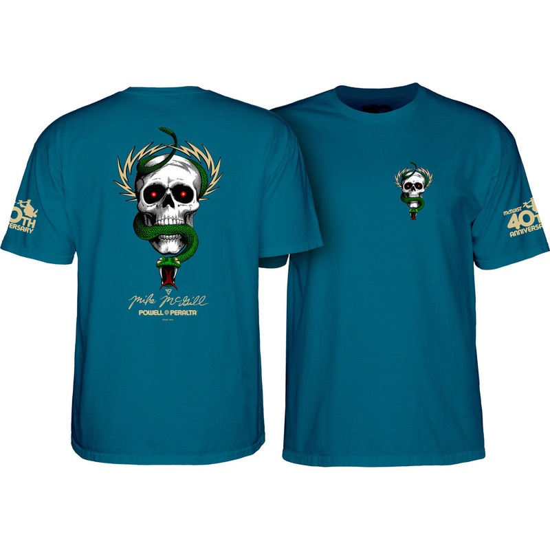 POWELL PERALTA MCGILL 40TH ANNIVERSARY MCTWIST TEE GALAPAGOS BLUE MEDIUM