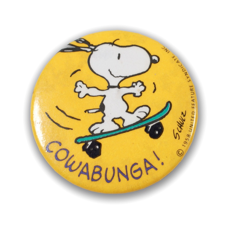 Vintage Snoopy Skateboarding Pin 1958