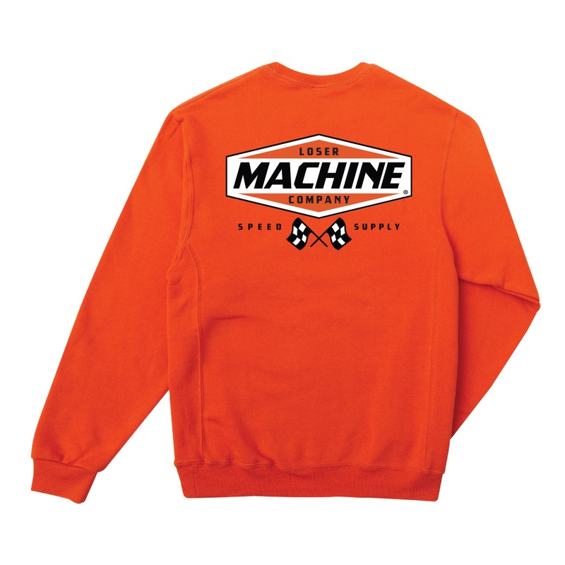 LOSER MACHINE NEW OG MOISTURE WICKING CREW ORANGE MEDIUM