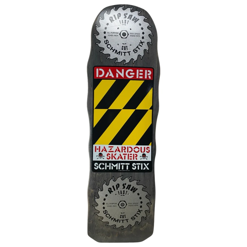 Schmitt Stix Danger Saw Skateboard Deck – 10″ Black Dip