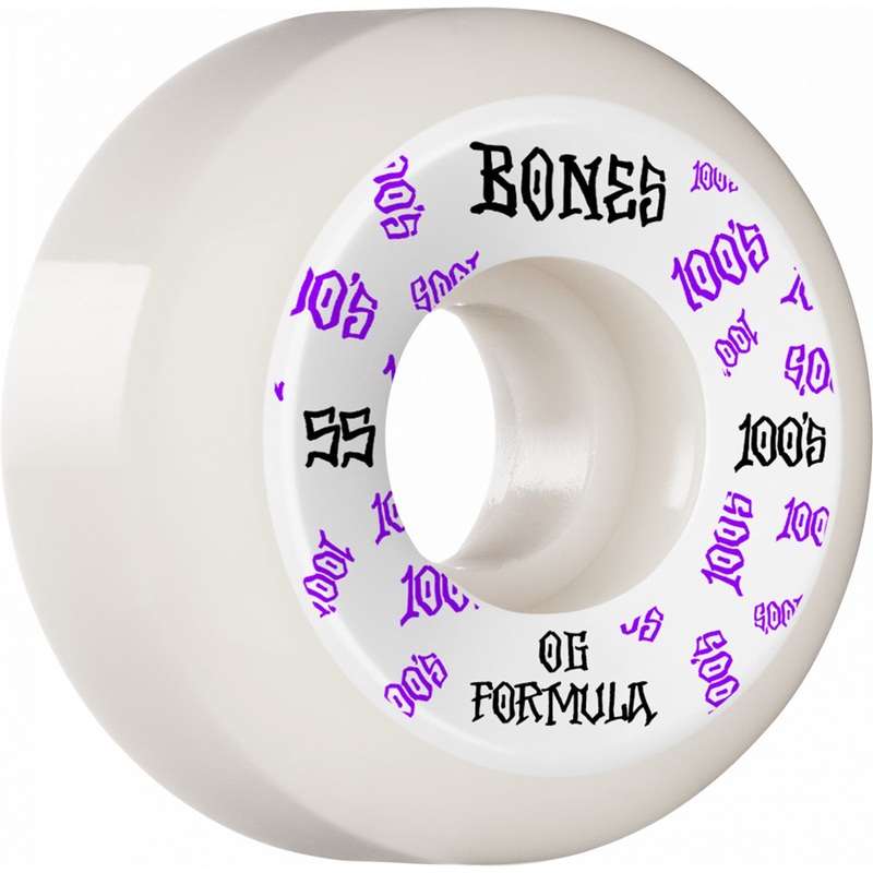 Bones OG 100’s #3 V5 Sidecut 55mm 100a Wheels – White (Set of 4)