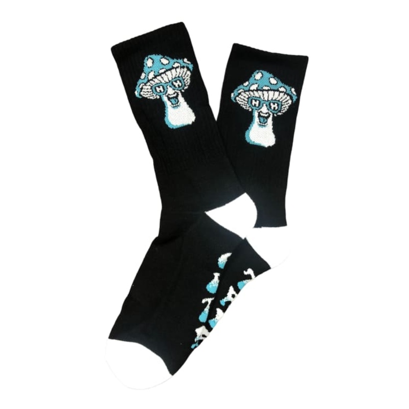 HAPPY HOUR MUSHROOM SOCKS BLACK