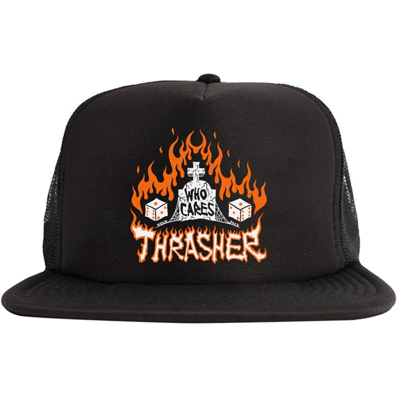 THRASHER WHO CARES NECKFACE TRUCKER HAT
