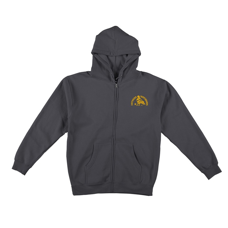 Antihero Rock Dove Zip-Up Hooded Sweatshirt S Charcoal/Gold