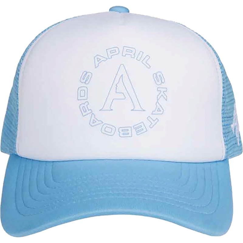 APRIL FULL CIRCLE TRUCKER HAT ADJ-WHT/LT.BLU