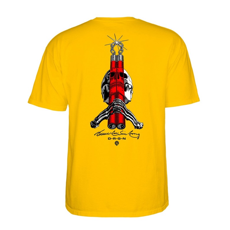 POWELL-PERALTA X BRUCE LEE SKULL AND SWORD DAISY YELLOW T-SHIRT MED