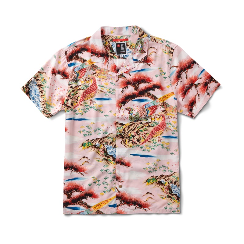 ROARK GONZO CAMP COLLAR SHIRT – PINK CHERRY BLOSSOM MEDIUM
