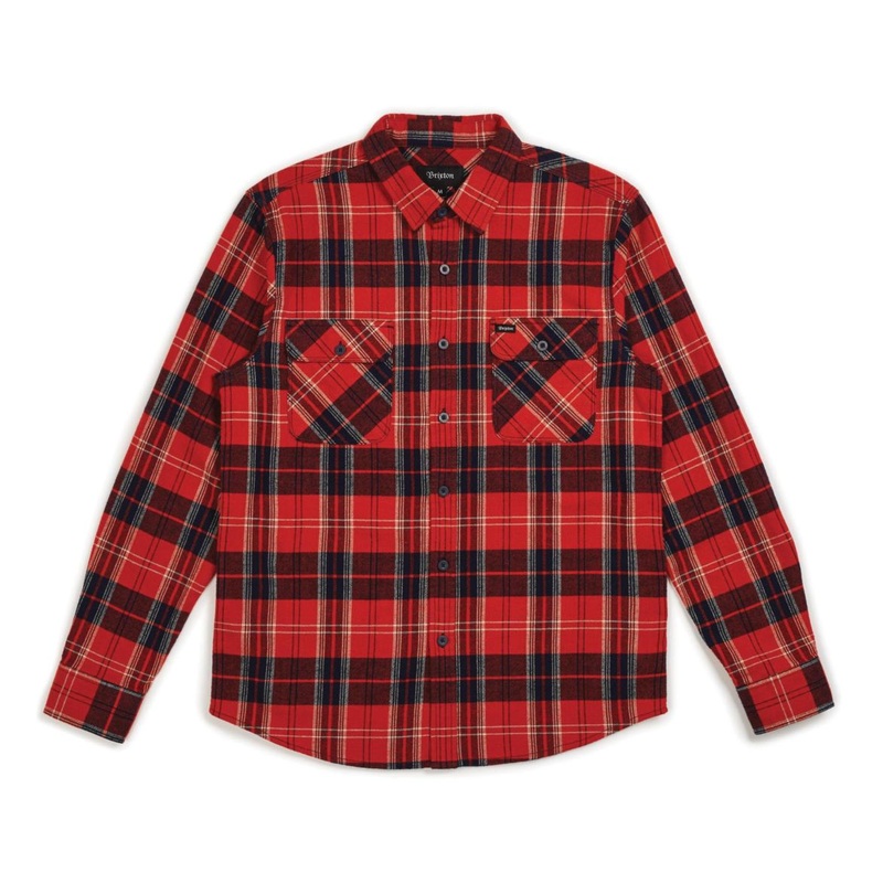 BOWERY L/S FLANNEL RED/NAVY SMALL