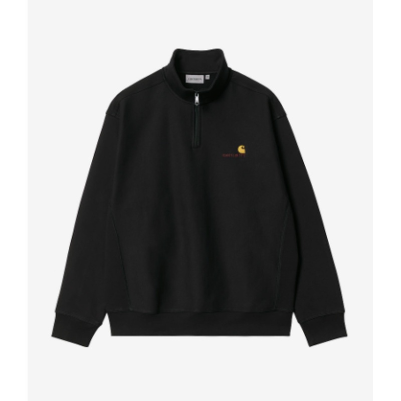 Carhartt WIP Half Zip American Script Crewneck Sweater – Black Small