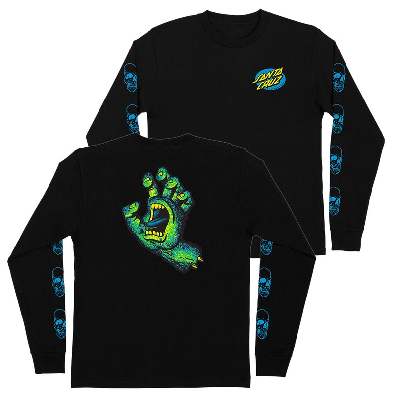 SANTA CRUZ L/S T-SHIRT STREET CREEP HAND BLACK SMALL