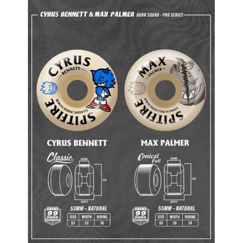 Spitfire F4 99d Cyrus Bennett Burn Squad Classic Wheels – Natural 53mm