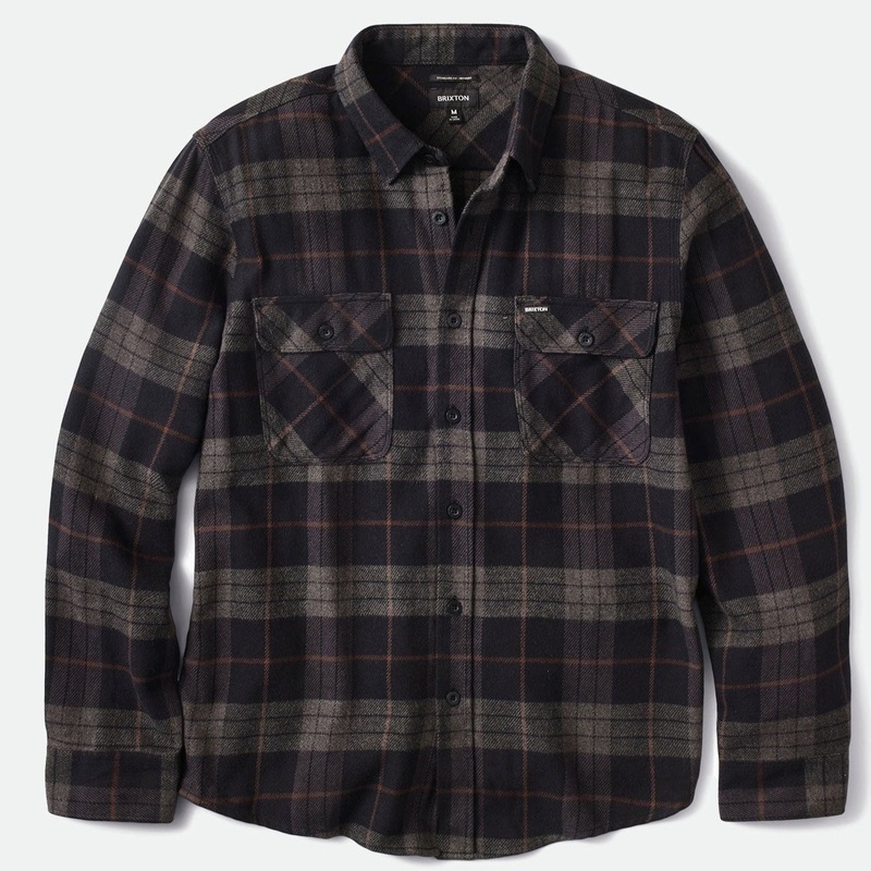 BRIXTON BOWERY L/S FLANNEL BLACK/CHARCOAL SMALL