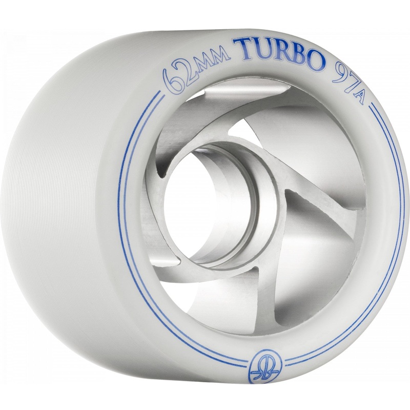 Rollerbones Turbo Wheel Clear Aluminum Hub 97a – White (Set of 8)