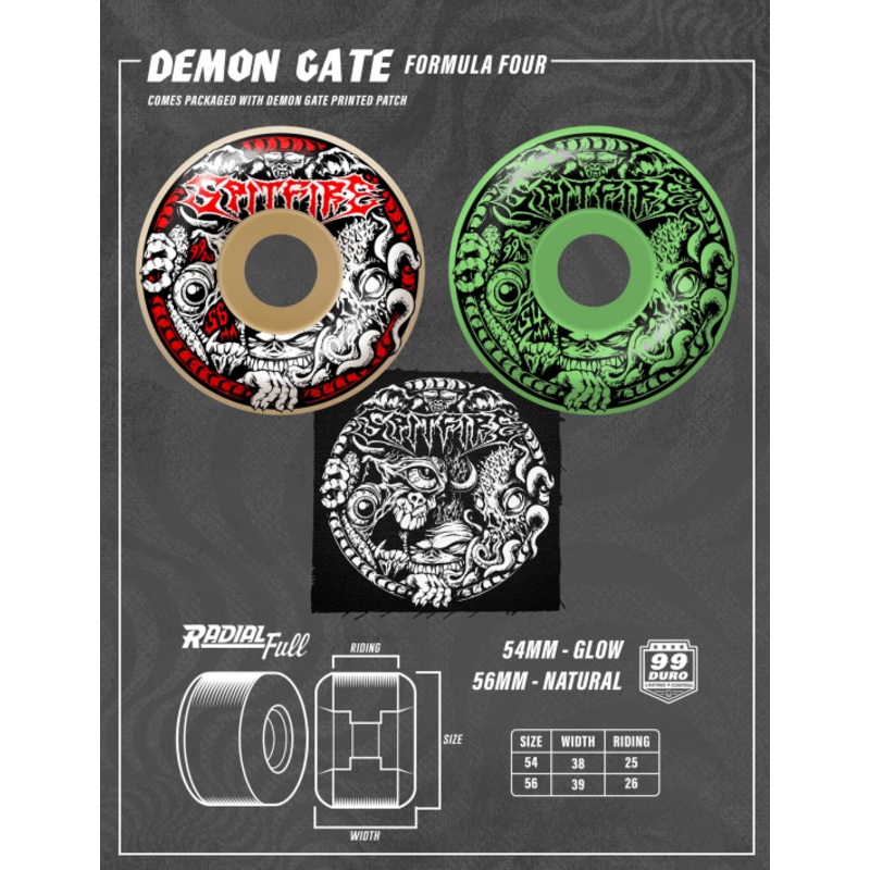 Spitfire F4 99D Radial Full Demon Gate Wheels – Glow In The Dark 54mm