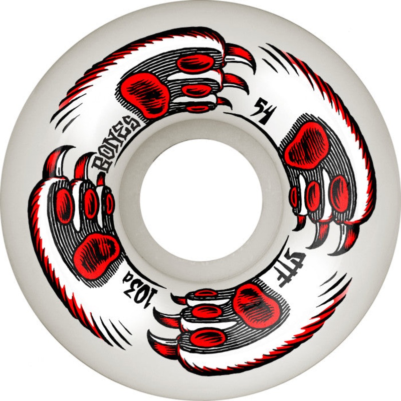 Bones STF Kitty Twister V5 Sidecut 54mm 103a Wheels – White (Set of 4)