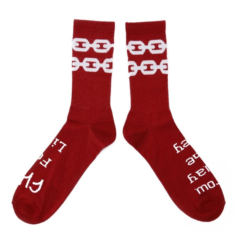 Cult Chain Socks – Burgundy/White