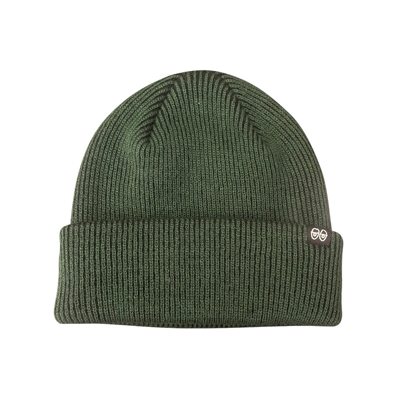 Krooked Eyes Clip Cuff Beanie O/S Dark Green/Black