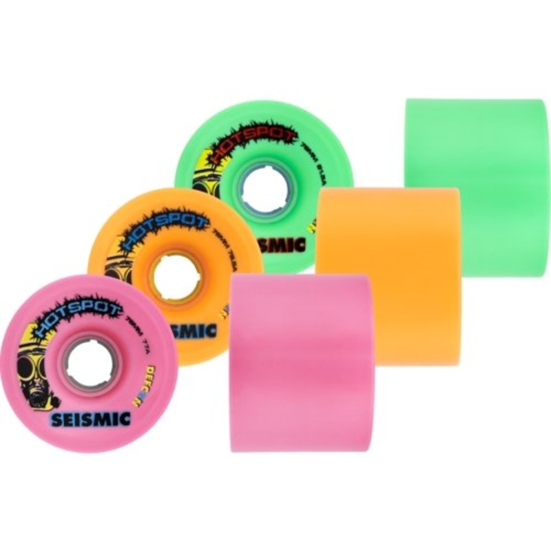 Seismic: 76mm Hot Spots Longboard Skateboard Wheel 76mm Square Lip 77a Pink