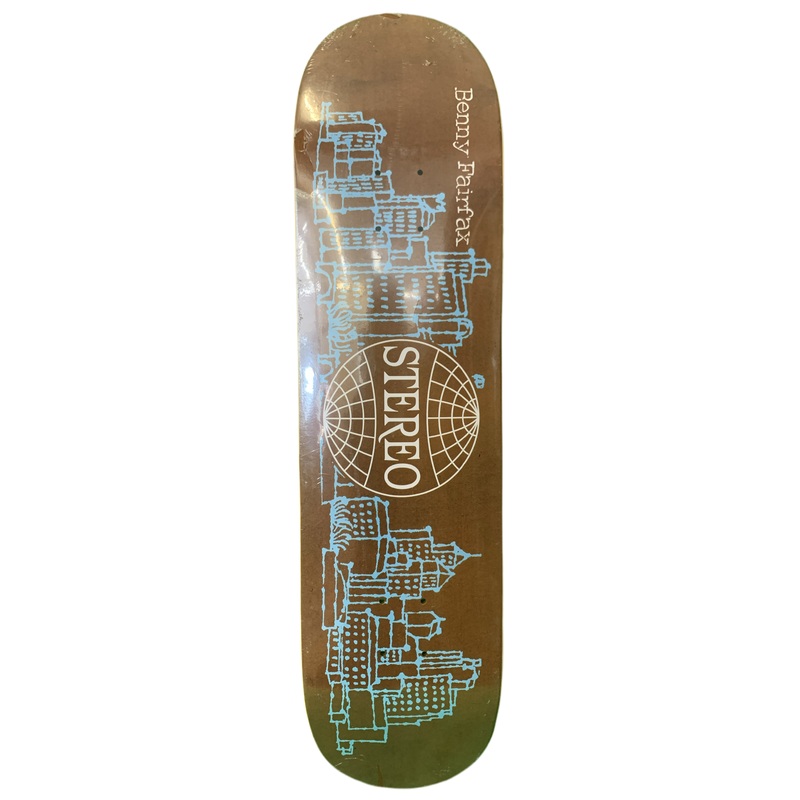 Stereo Benny Fairfax Buildings Brown/Blue/White Size 7.75″ Classic Skateboard Deck