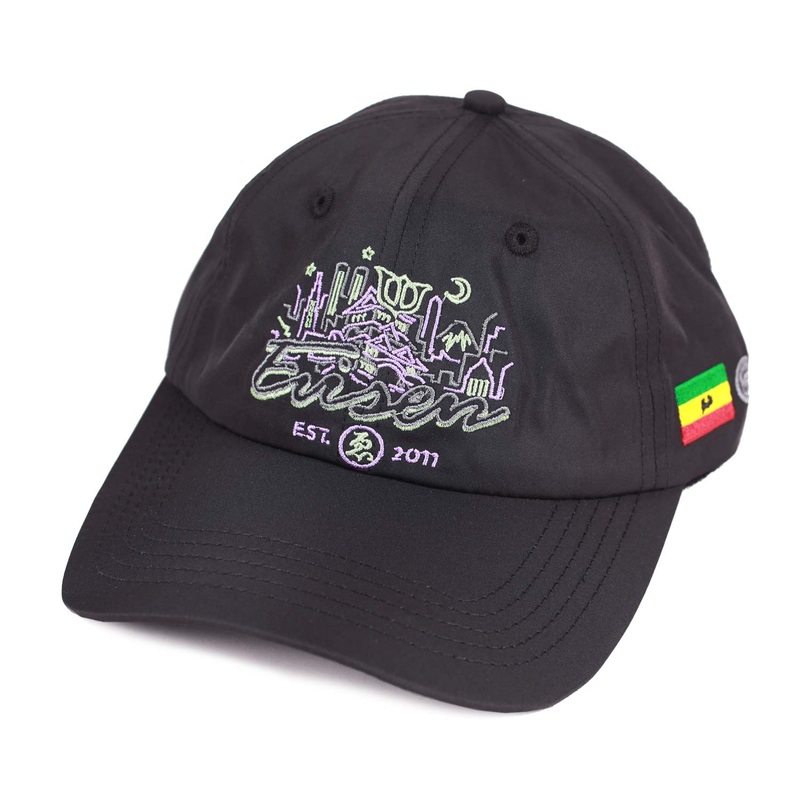 Evisen Evi City Nylon Embroidered 6 Panel Hat Black