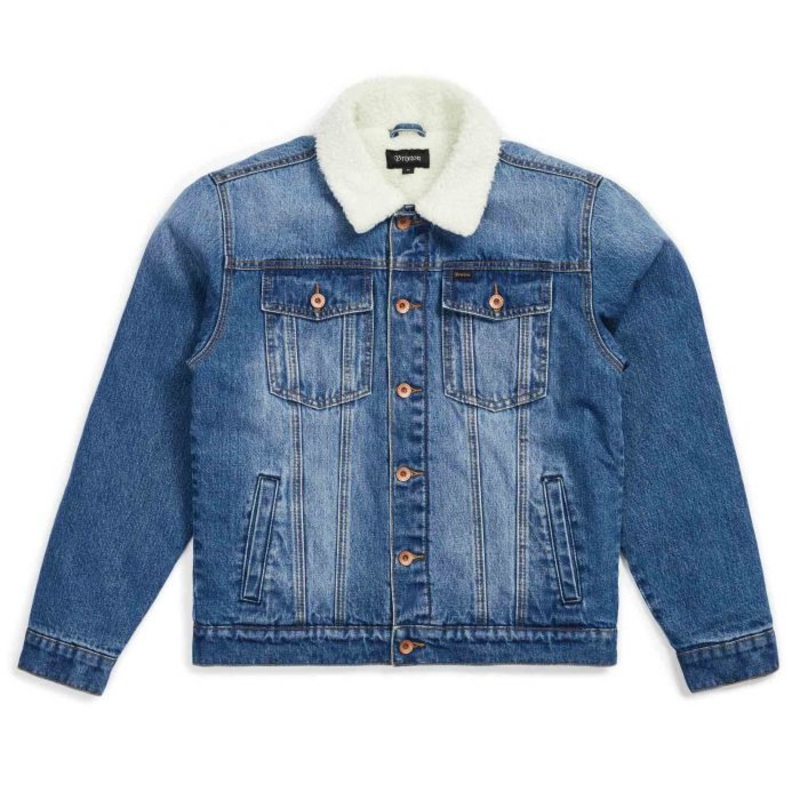 BRIXTON CABLE SHERPA DENIM JKT – WORN INDIGO MED