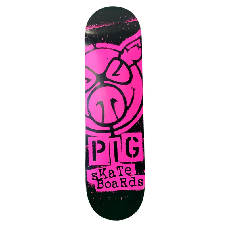 Pig Wood Spray Paint Logo Pink 8.25″ Classic Skateboard Deck