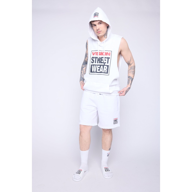 Raw Edge Printed Box Shorts – Ivory XS