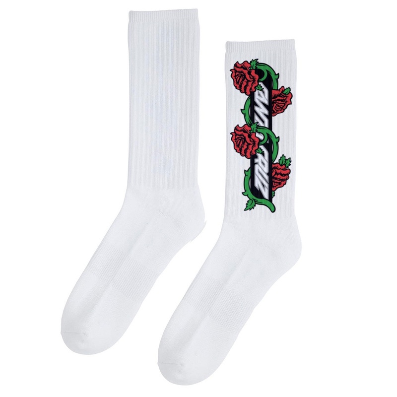 Santa Cruz Crew Socks Dressen Roses Vine White