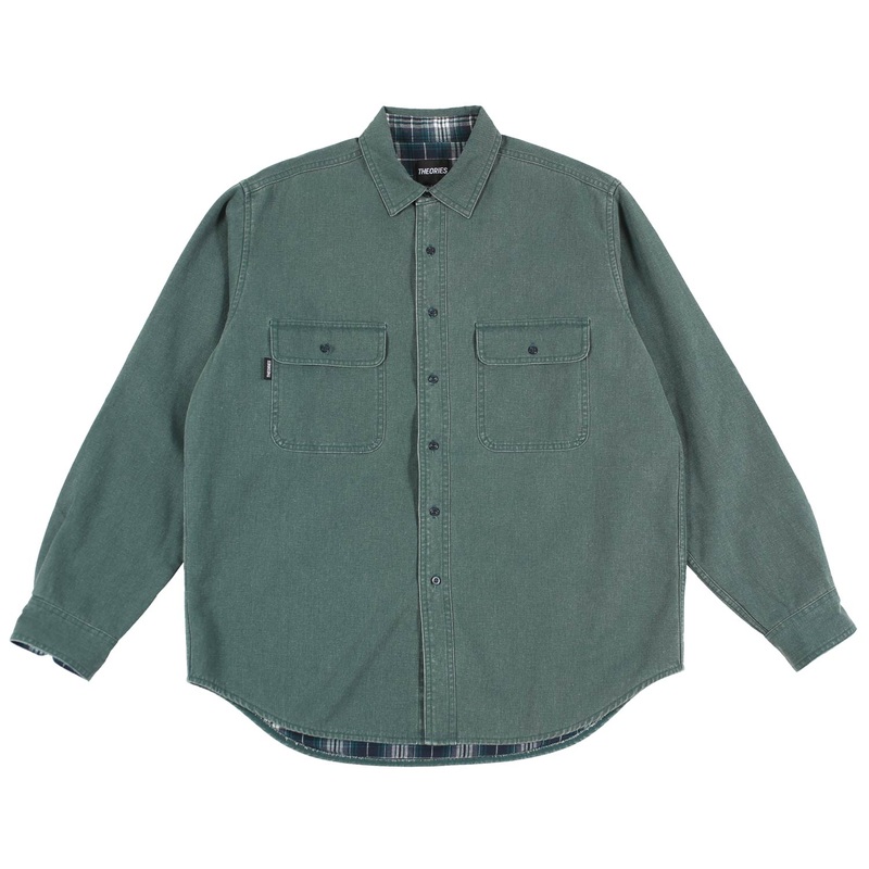 Theories Flannel Lined Union Shirt Sea Green S