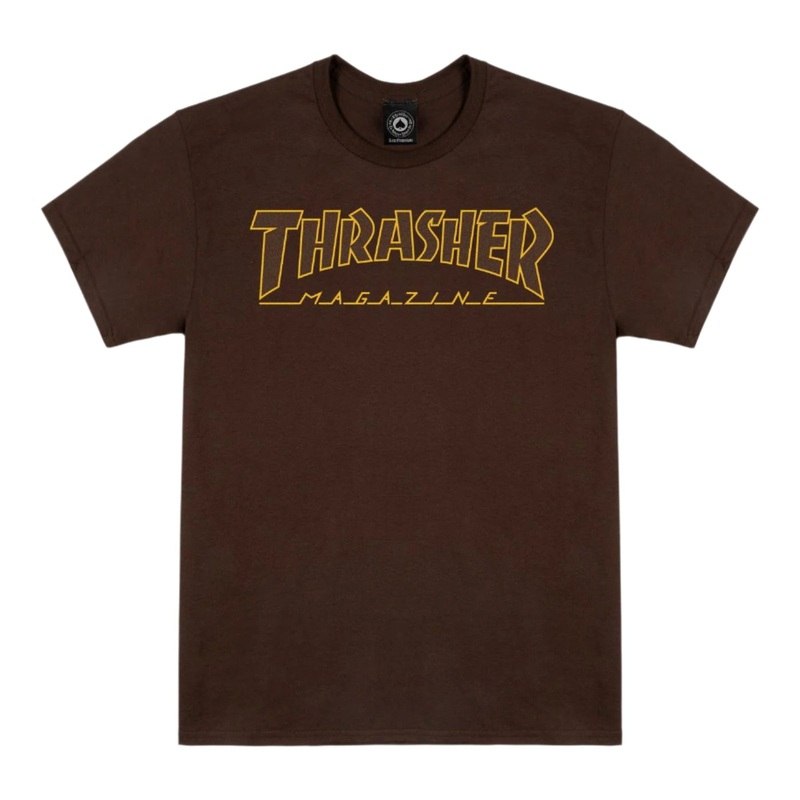 THRASHER OUTLINED T-SHIRT DARK CHOCOLATE SMALL