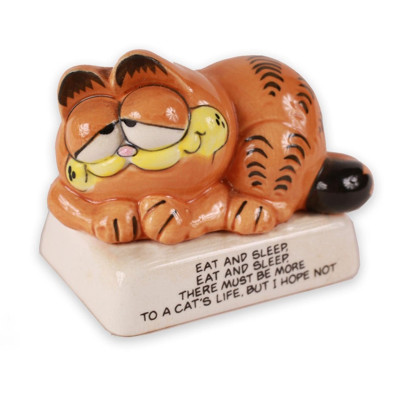 Vintage Garfield Eat and Sleep Ceramic Figurine  1981