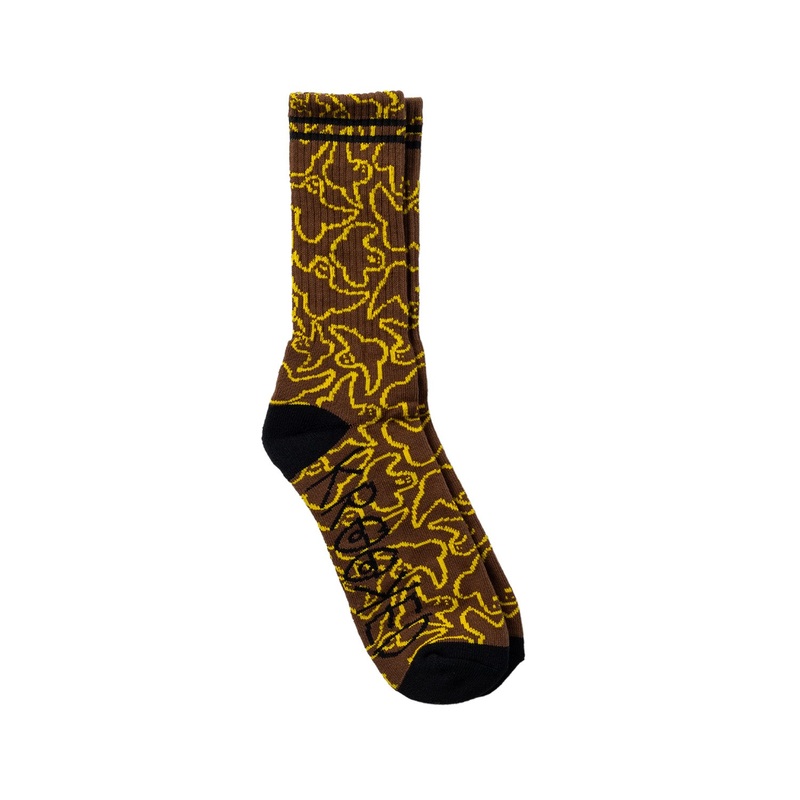 Krooked Multi Birds Socks O/S Brown/Yellow