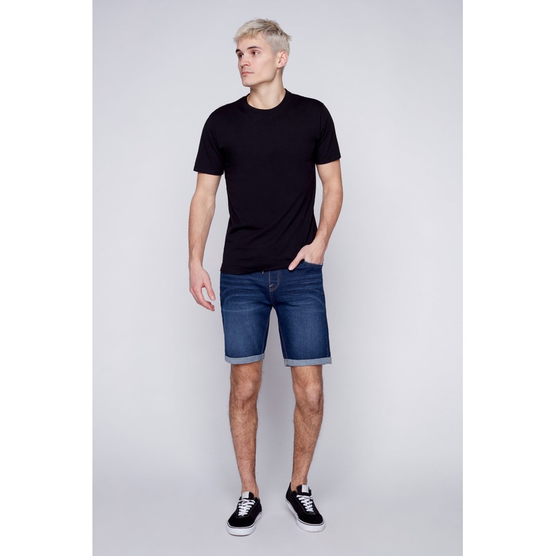 LENNON – Mens Rolled-Up Shorts – Dark Indigo Rinse 28(XS)