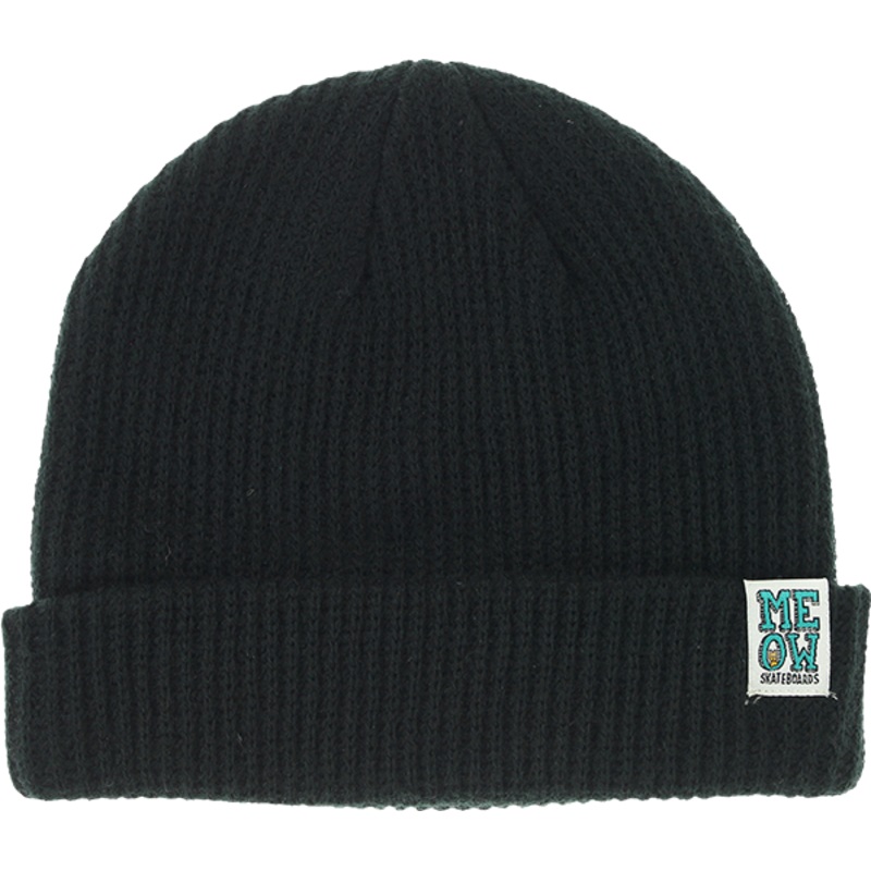MEOW STACKED LOGO CUFF BEANIE BLACK