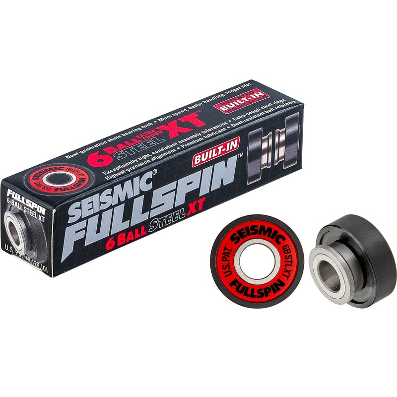 Seismic Fullspin 6-Ball Steel XT Built-In Bearings 8mm – Red (Set of 8)