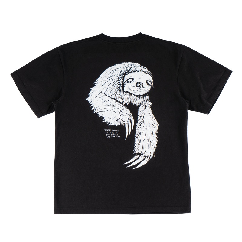 Sloth Garment-Dyed Boxy Tee – Black/White Small