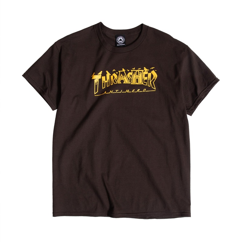 Thrasher X Antihero Pigeon Mag T-Shirt S Brown