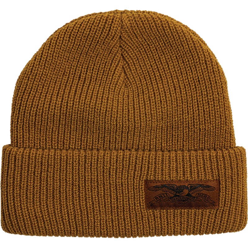 AH STOCK EAGLE LABEL CUFF BEANIE LT.BRN/ BLK