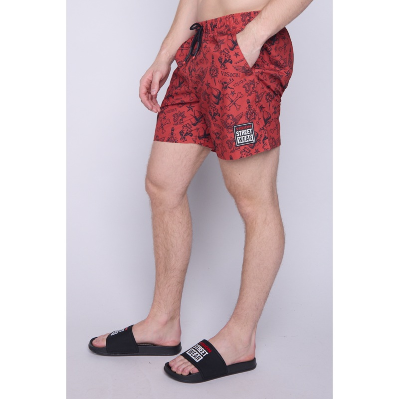 Aop Tattoo Swim Shorts – Red XS