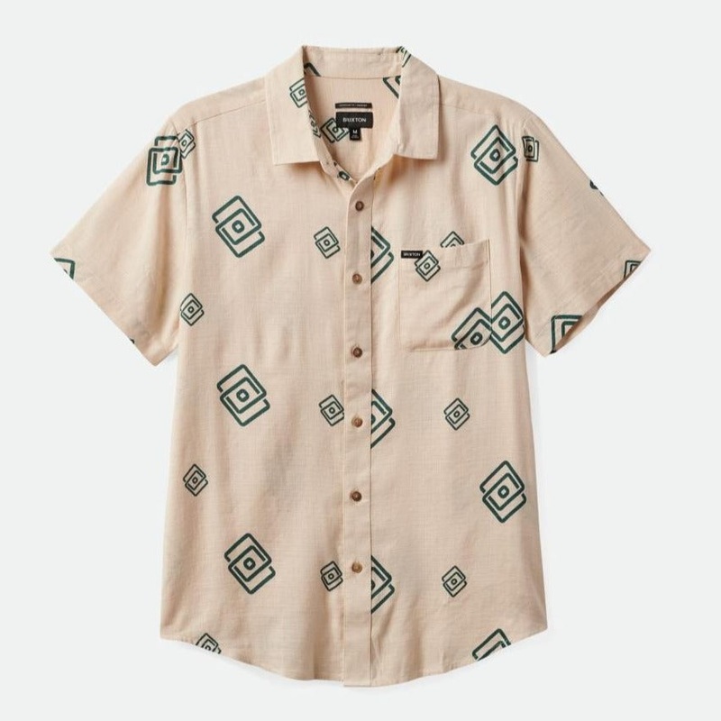 BRIXTON CHARTER SLUB S/S WOVEN WHITE CAP/SPRUCE MEDIUM