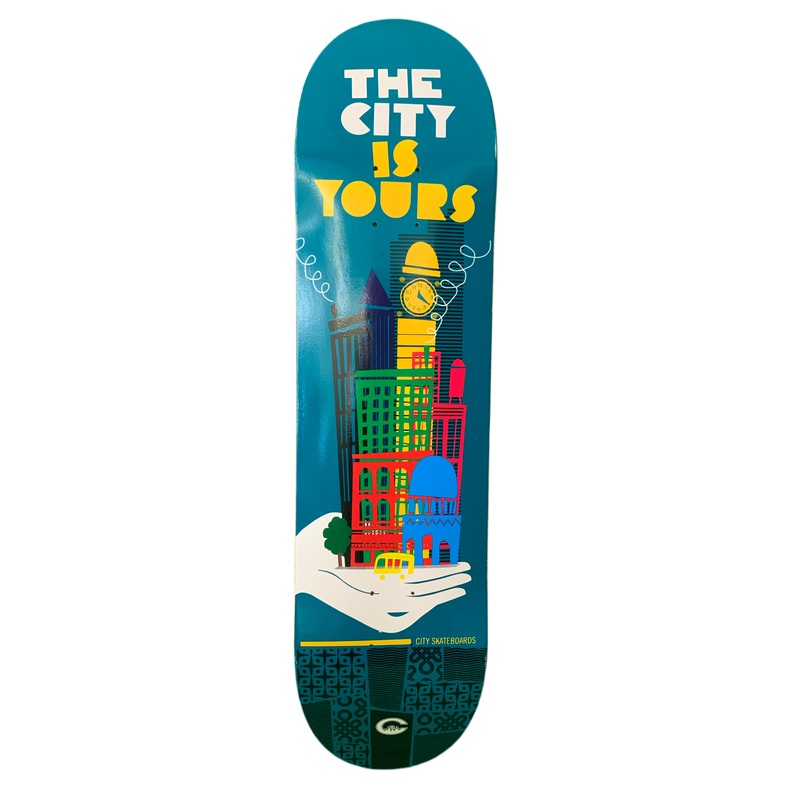 City The City Is Yours Teal 8″ Classic Skateboard Deck