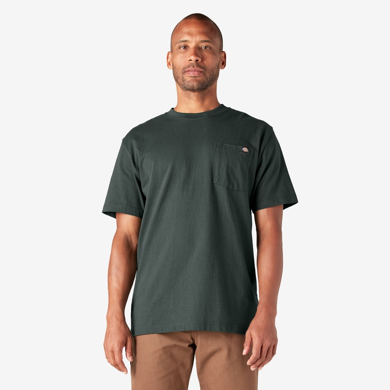 DICKIES S/S HEAVYWEIGHT POCKET TEE HUNTER GREEN MEDIUM
