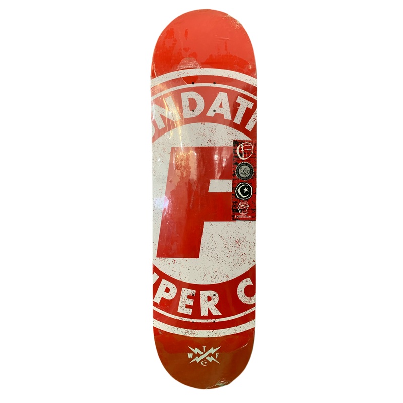 Foundation Super Co. Red/White Logo 8.375″ Classic Skateboard Deck