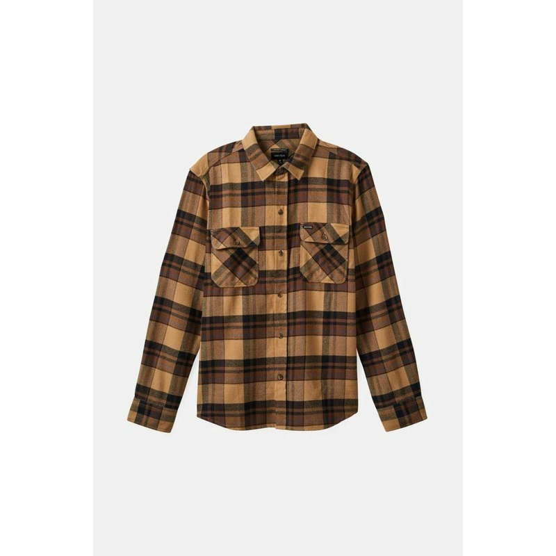 BRIXTON BOWERY FLANNEL TIGERS EYE/PINECONE BROWN MEDIUM