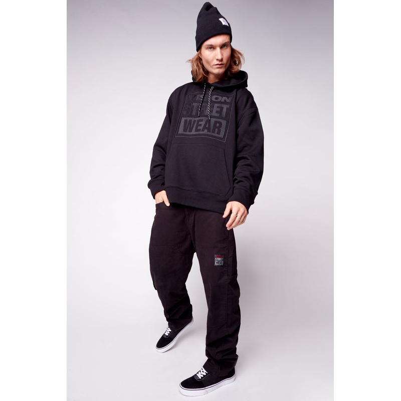 Front Embroided Logo Hoodie – Black S