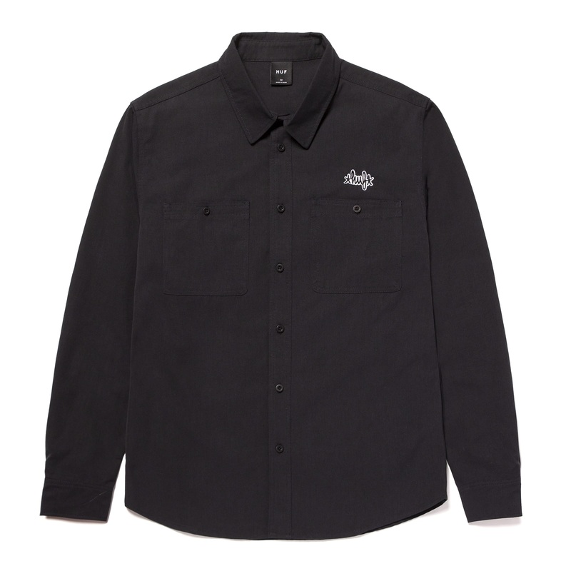 HUF MECHANICAL LONGSLEEVE BUTTON UP SHIRT BLACK MED