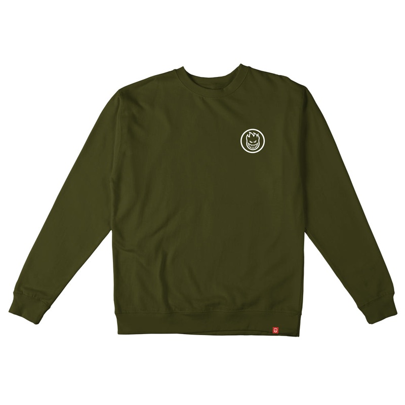 SPITFIRE CLASSIC SWIRL PULLOVER CREWNECK ARMY/WHITE SMALL
