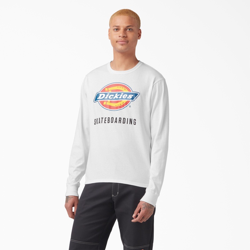 Dickies Skateboarding Logo Graphic Long Sleeve T-Shirt – White S White